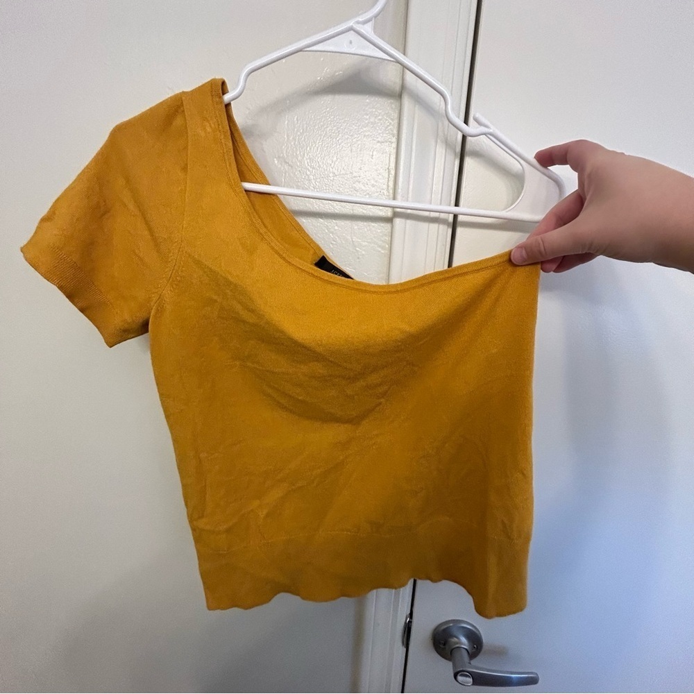 J. Crew Yellow One Shoulder Sweater Tee Size Medium